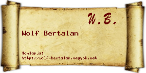 Wolf Bertalan névjegykártya